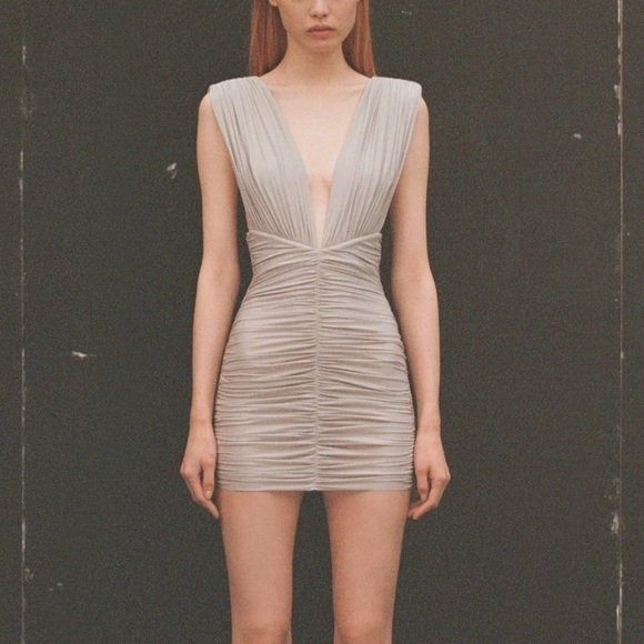 Alex Perry Keanan Plunging Ruched Mini Dress - Picture 1 of 5